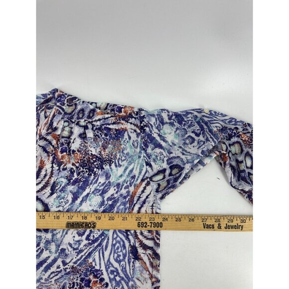 Nine West Women 3/4 Sleeve 1/2 Button Floral Animal Print Boho Top Shirt Size S - Picture 10 of 12